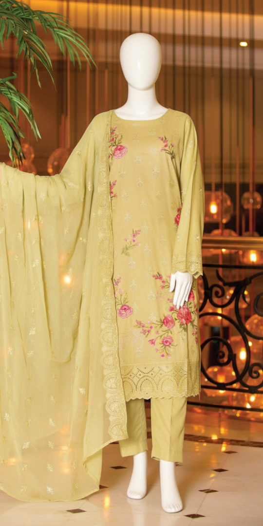 Pistachio Bloom Embroidered Lawn 3-Piece Suit