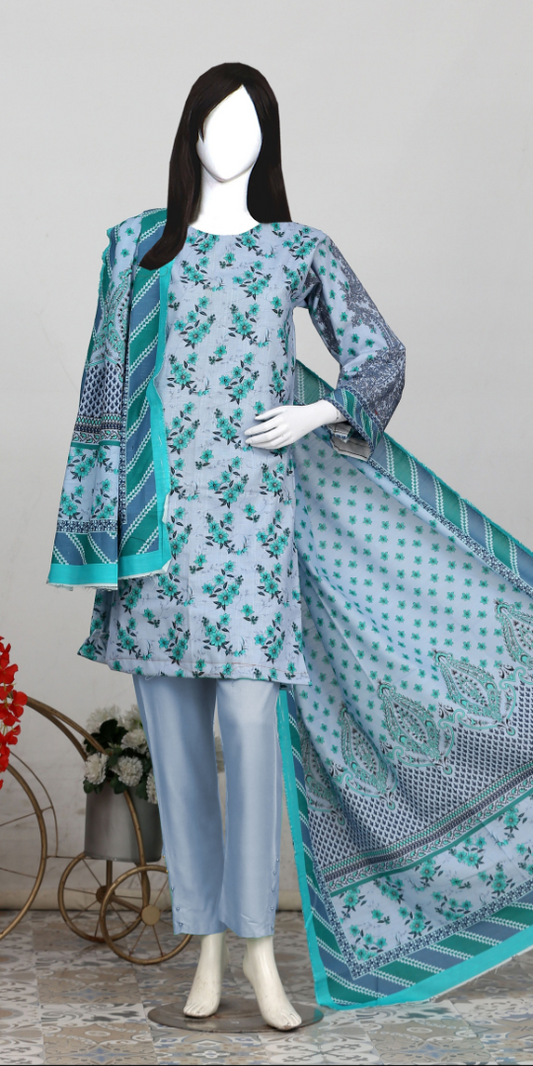 Rohab Floral Embroidered Stitched 3-Piece Lawn Suit 2025 -