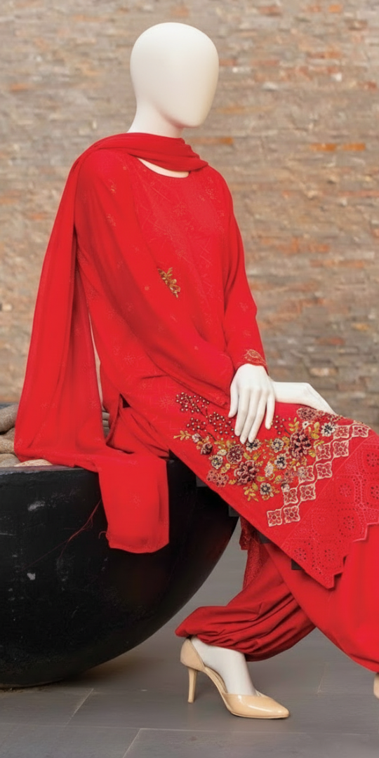 Crimson Charm Embroidered Lawn 3-Piece Suit