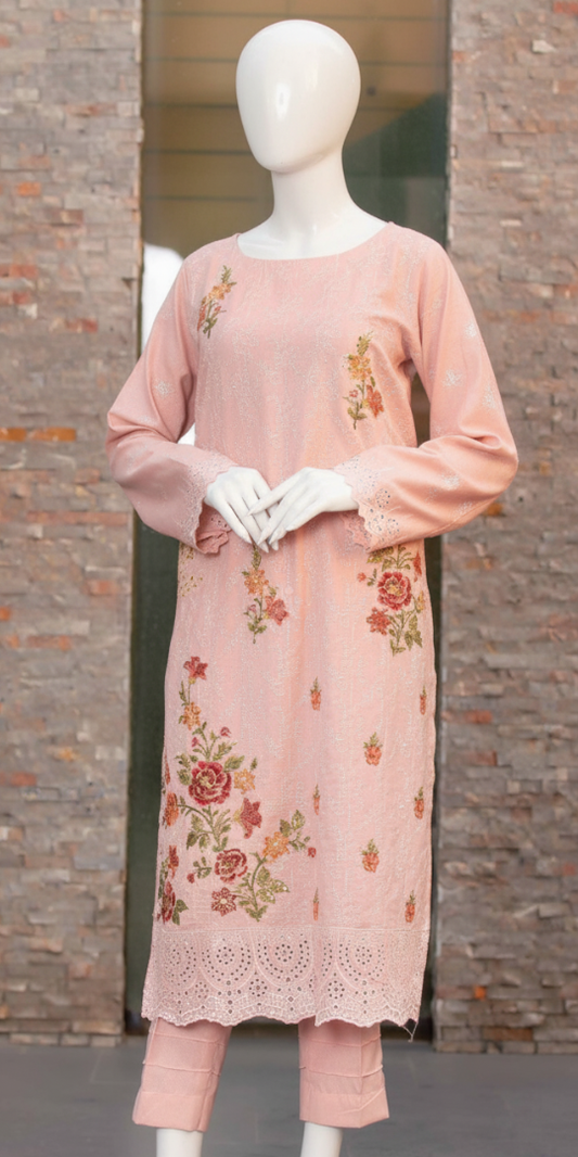 Blush Elegance Floral Embroidered Lawn 3-Piece Suit