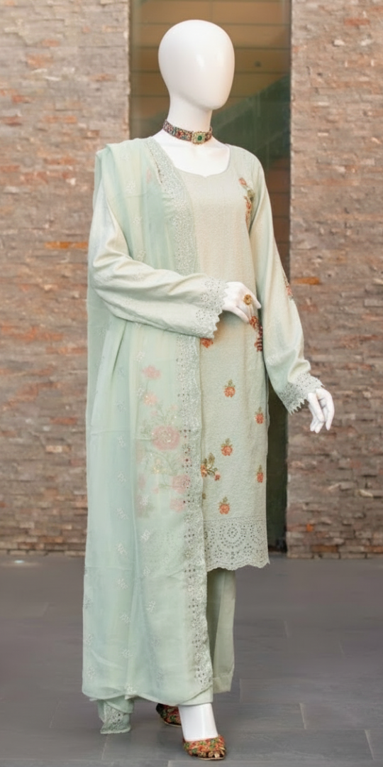 Mint Whisper Embroidered Lawn 3-Piece Suit