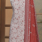 Blush Pink Floral Printed Unstitched Suit Set with Contrast Rust Dupatta