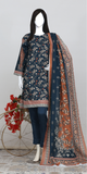 Rohab Navy Blue Floral Embroidered Unstitched 3-Piece Lawn Suit –  2025