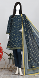 Rohab Navy Blue Floral Embroidered Unstitched 3-Piece Lawn Suit –  2025