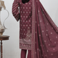 Rohab Maroon Geometric Embroidered Unstitched 3-Piece Lawn Suit – 2025