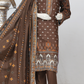Rohab Brown Geometric Embroidered Unstitched 3-Piece Lawn Suit –  2025