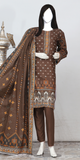 Rohab Brown Geometric Embroidered Unstitched 3-Piece Lawn Suit –  2025