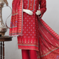 Rohab Red Geometric Embroidered Unstitched 3-Piece Lawn Suit – 2025