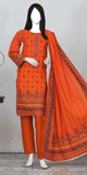 Rohab Orange Floral Embroidered Unstitched 3-Piece Lawn Suit –  2025