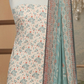 Graceful Floral Cream & Teal Printed Lawn 3-Piece Unstitched Suit