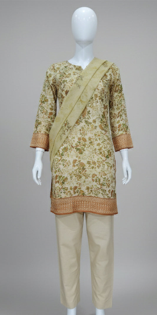Abrasham Mother’s Collection – 3 Piece Unstitched Lawn Suit with Voile Dupatta & Cotton Trouser